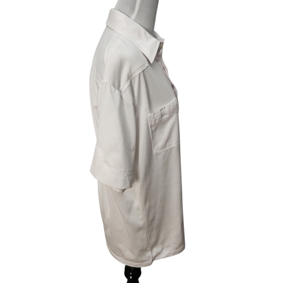 Vintage 1980s No Logo By Tonix White Short Sleeve Shirt Bulldog Sleeve   Medium - Picture 4 of 10